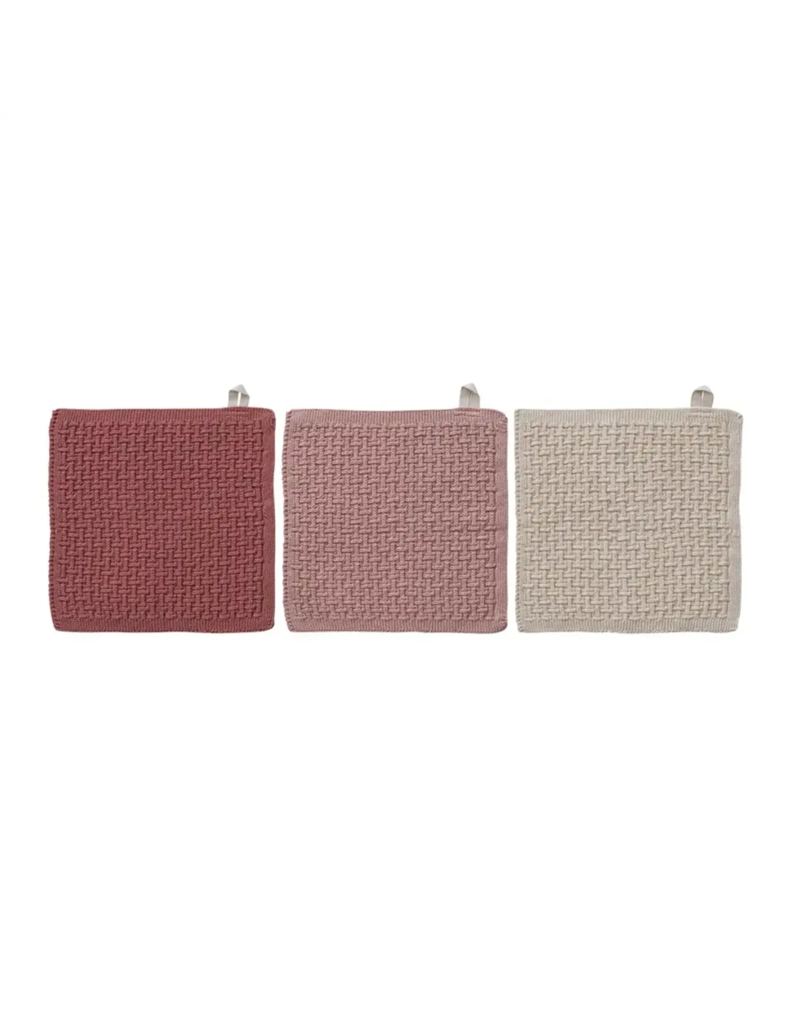 Square Cotton Knit Dish Cloths, Set of 3 DG0340