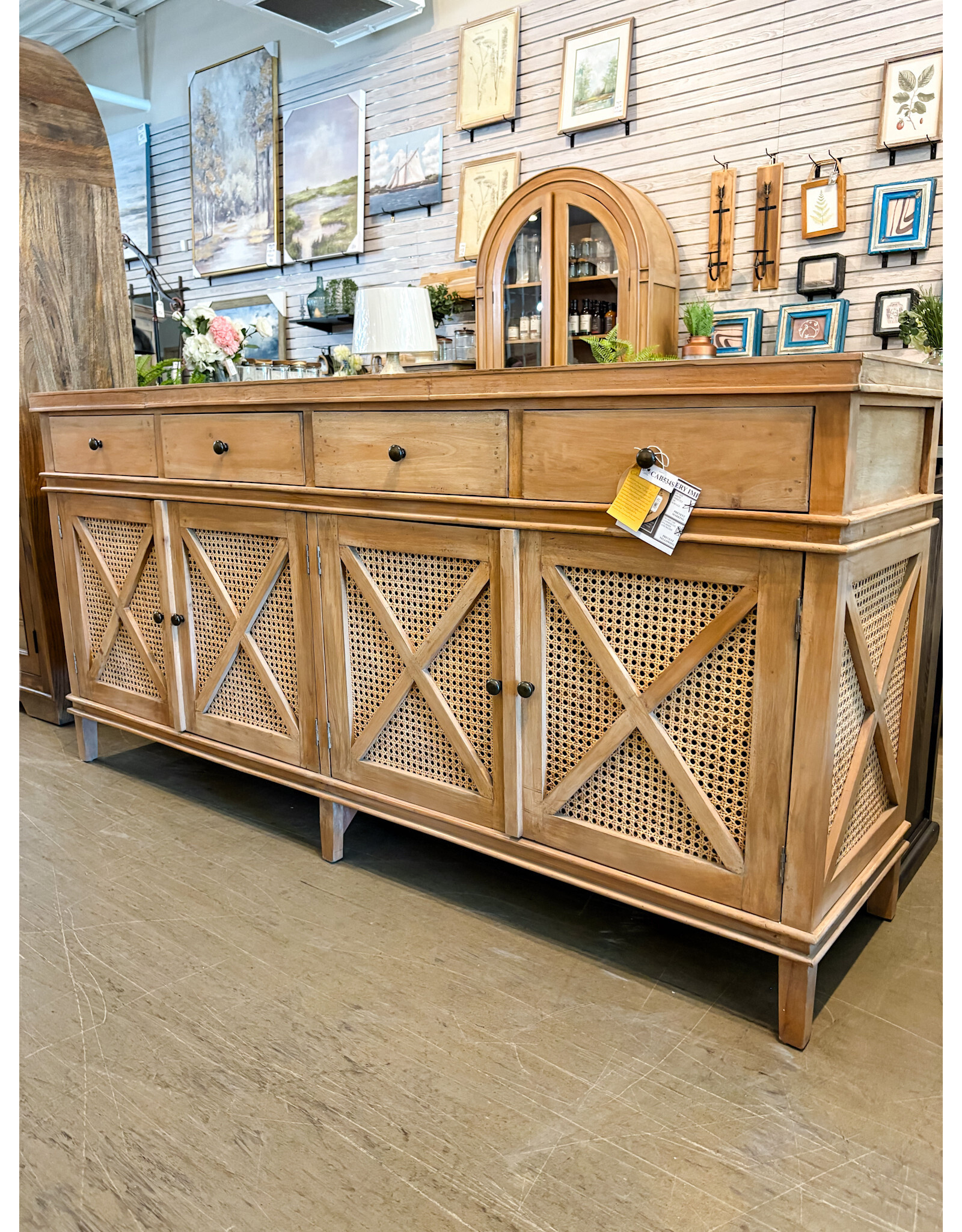 CAB534 Havan Sdbd 4drw/4rattan dr 87x22x42.1"H