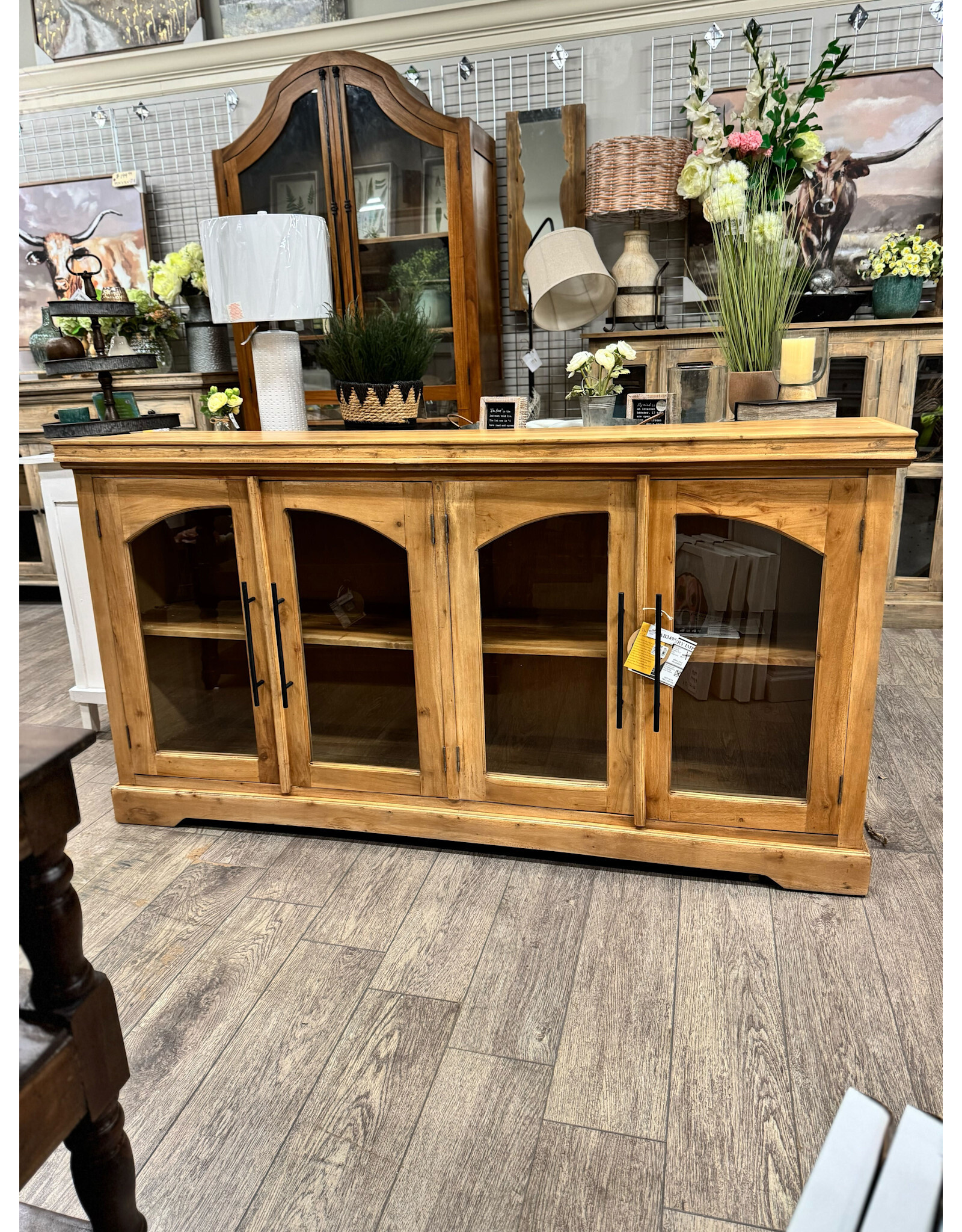 CAB349 Glazed Credenza 4GD w/Bar Handle 72x16.8x38.2"H