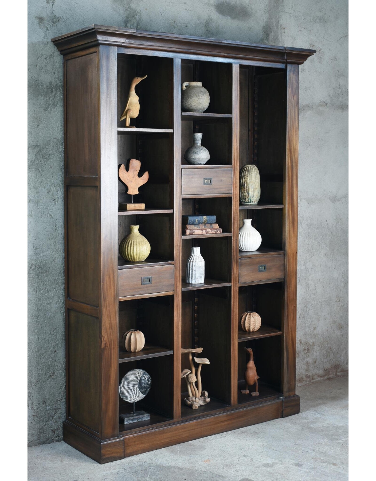 CAB1881 Brunswick Library Adj Shelf 3drw w/RG 58.6x18.5x90.5"