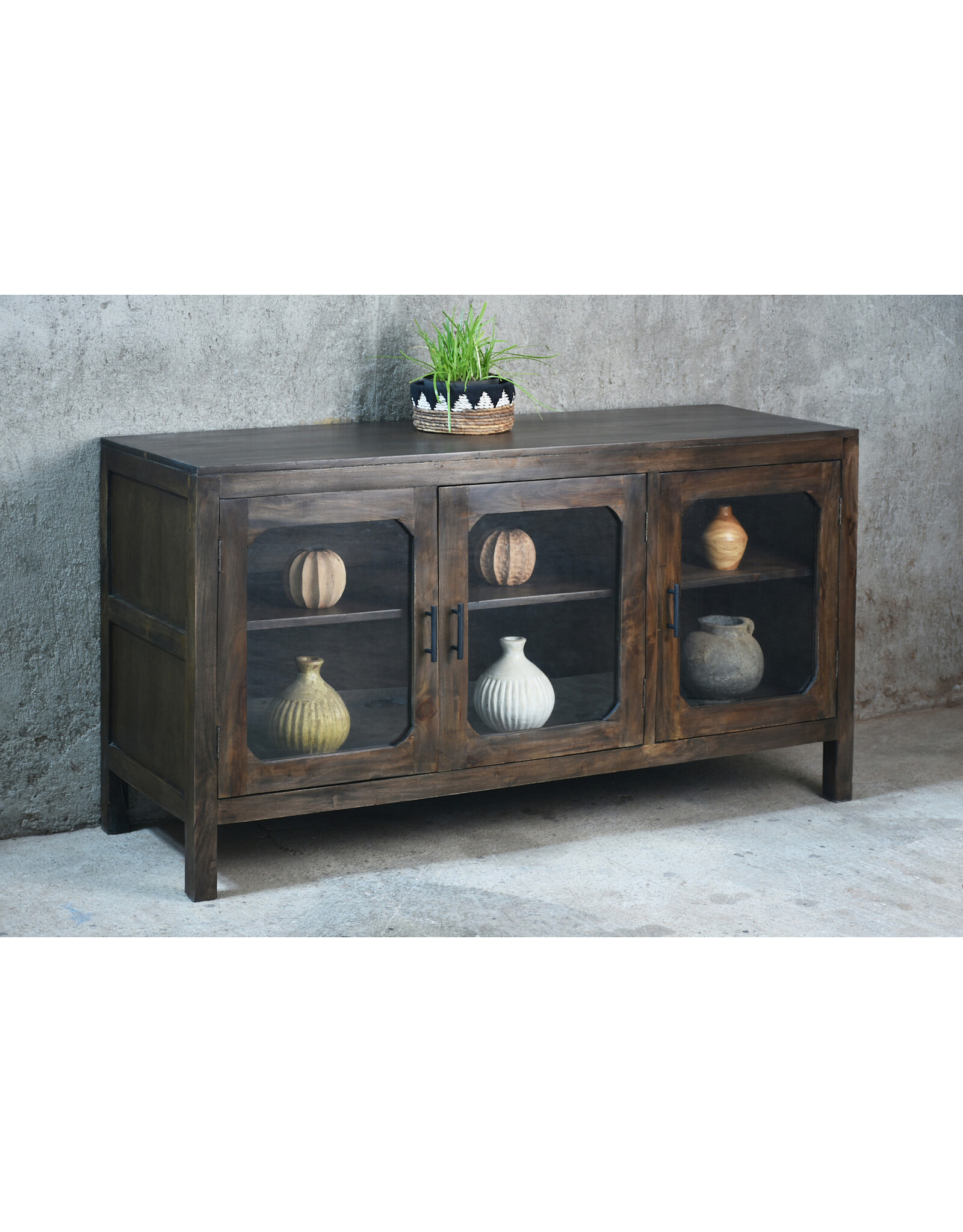 CAB593-SO Urban Glz Sdboard 3GD Bar Handls Wd Legs  60.2x20.1x33.8"H