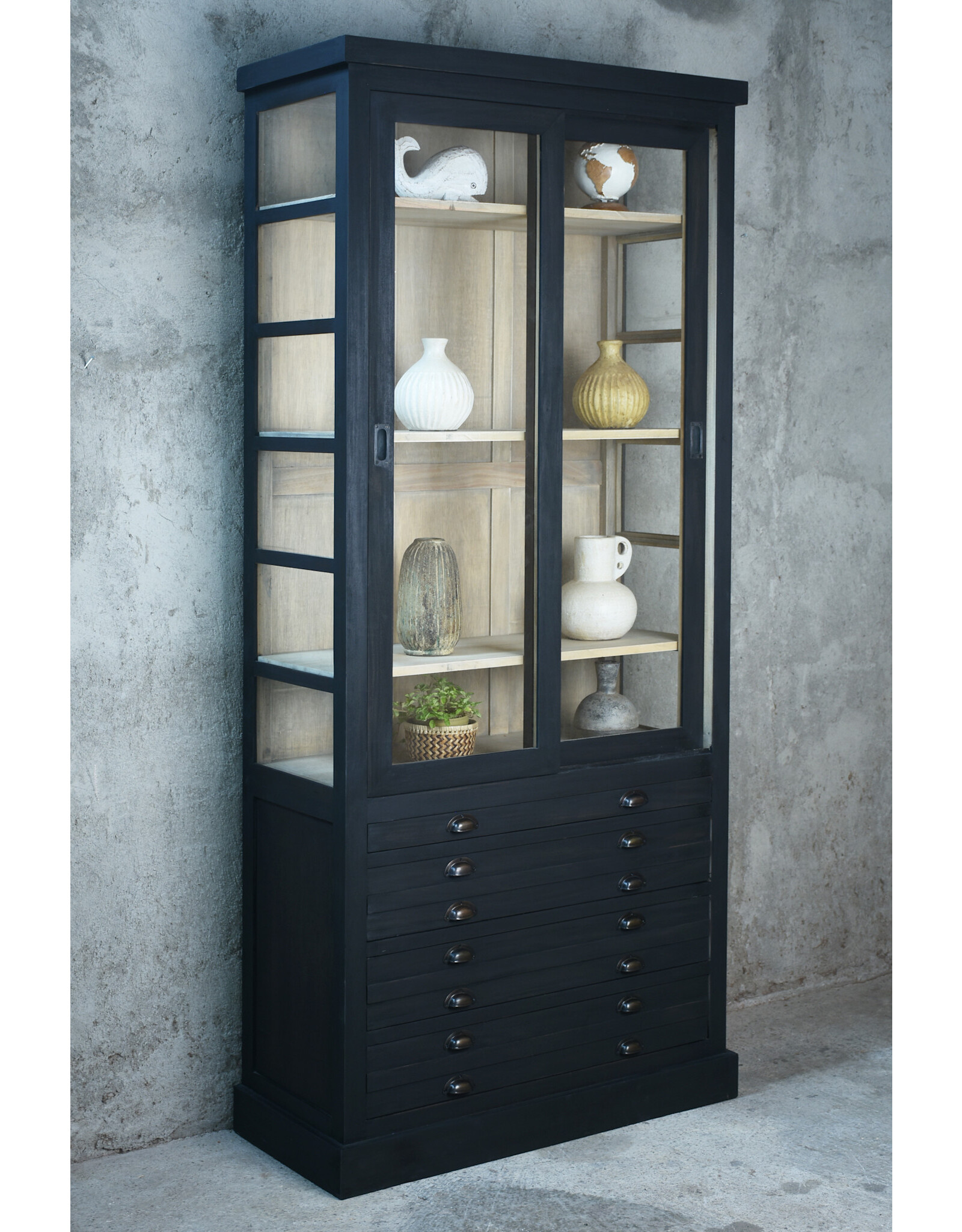 CAB1882 Britannica Glazed Armoire 2GD 4drw w/RG 40.1x17.7x90.5"H