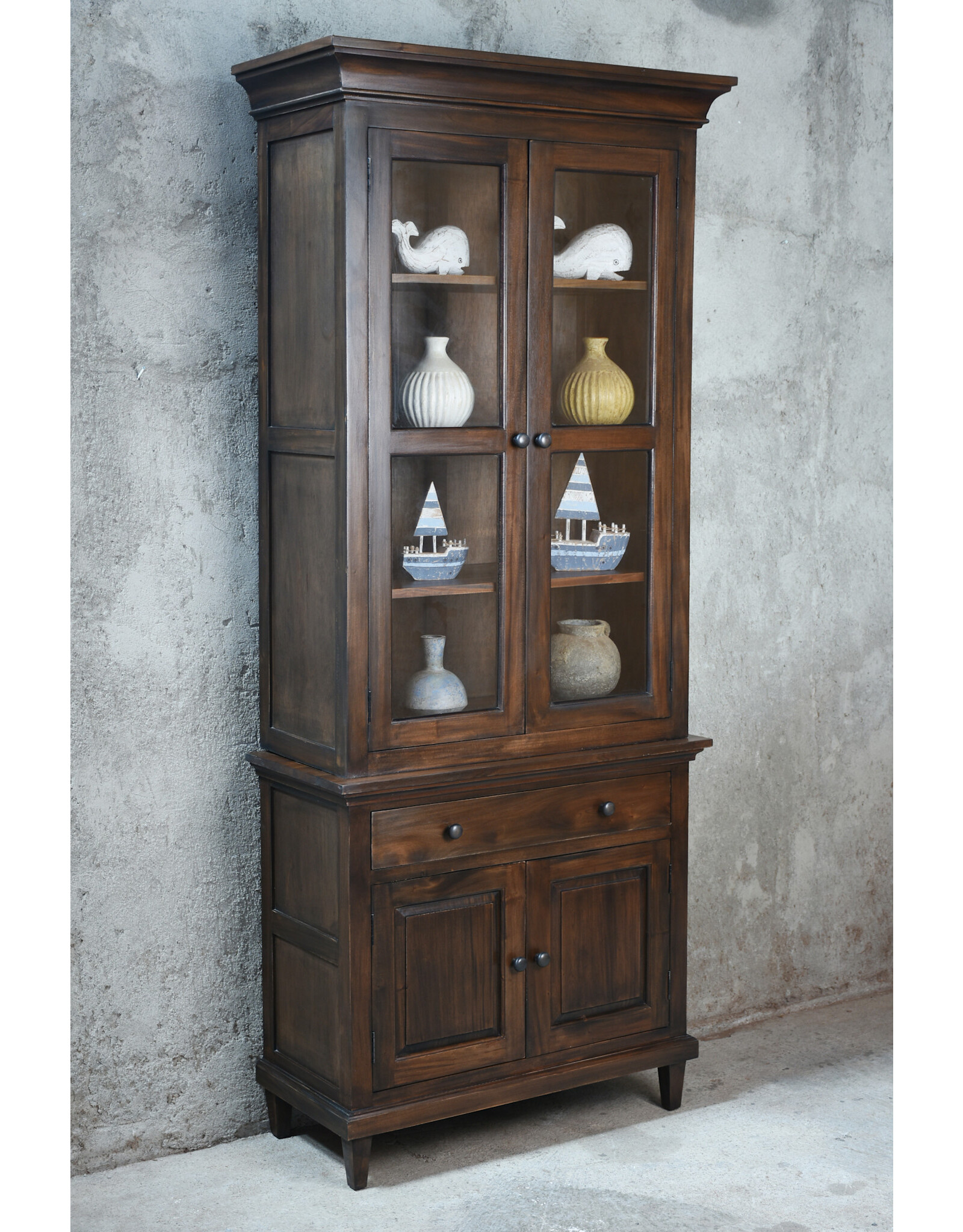 CAB1883 Lawerence Glazed Armoire 2GD 2dr 1drw w/RG 38.3x17.7x90.5