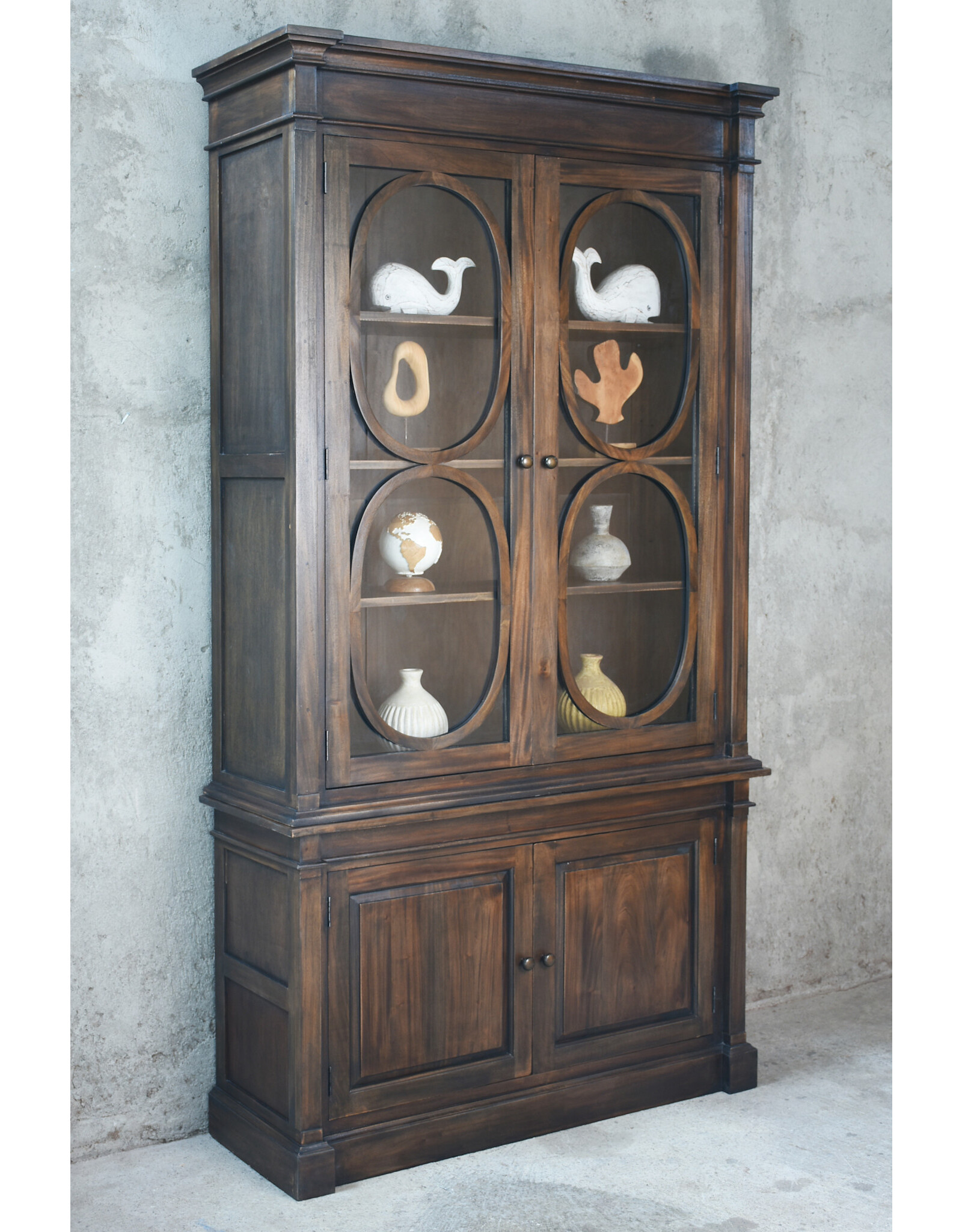 CAB1951 Greenfield Glazed Armoire 2GD 2Panel dr 51.1x17.7x96.1"H