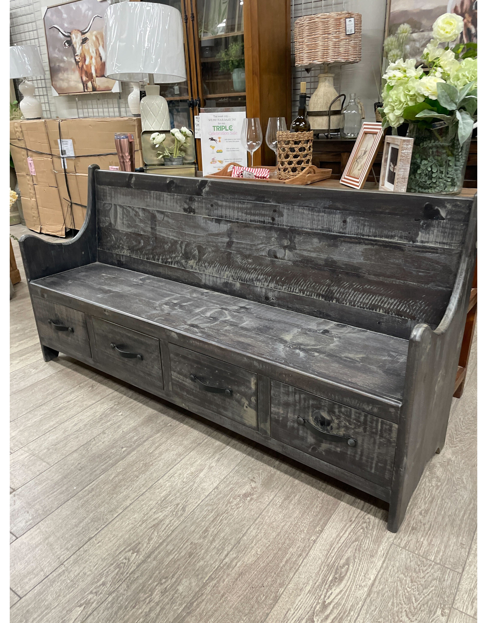 BAN 300 Bench w Drawers  72x19x36