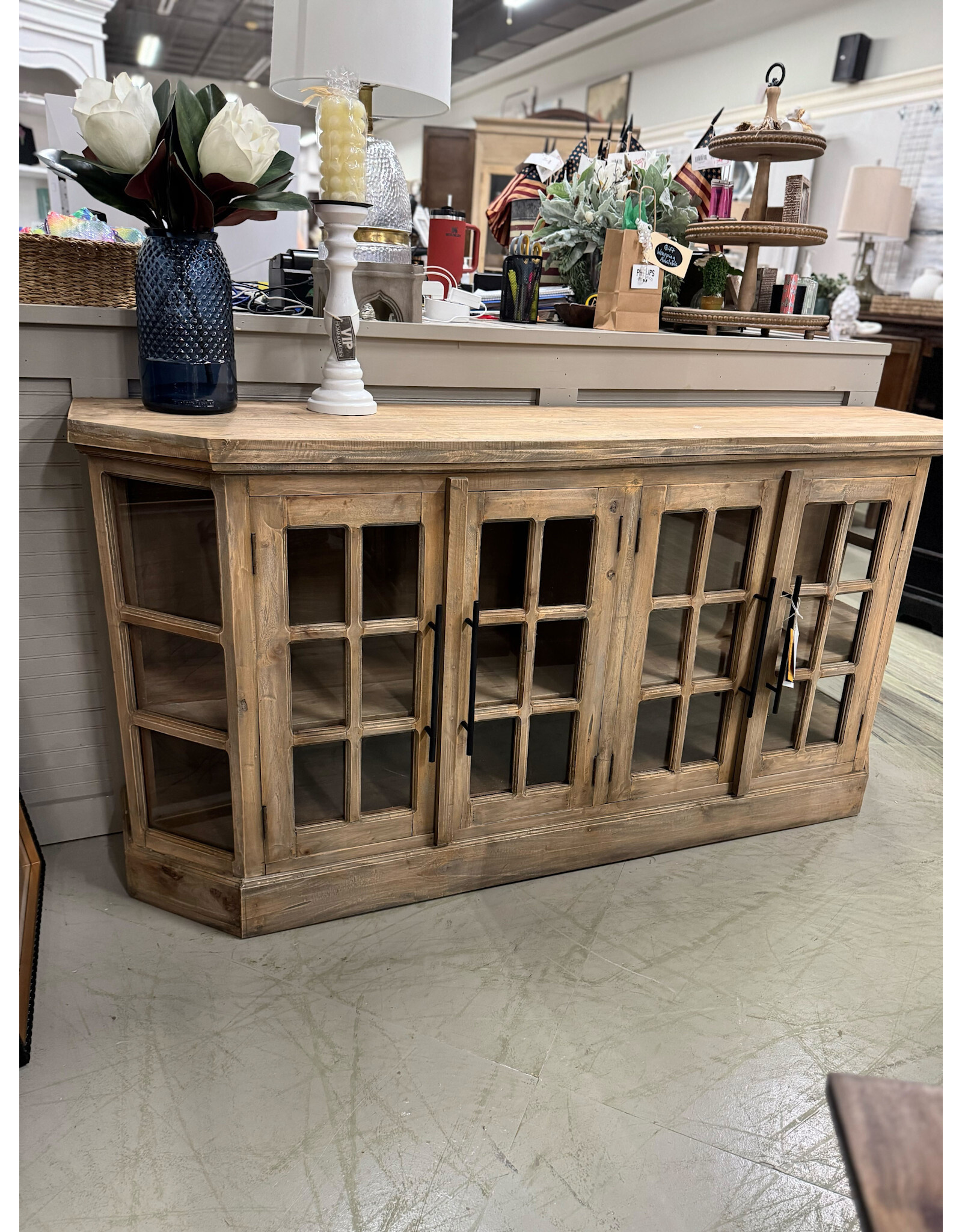 CAB930 Glazed Display Crednza 4GD Bar Handles 70.8x15.7x35.3"H