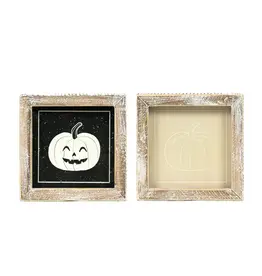 5 x 5 x 1.5" Reversible Wood Frame Sign Pumpkin 50505