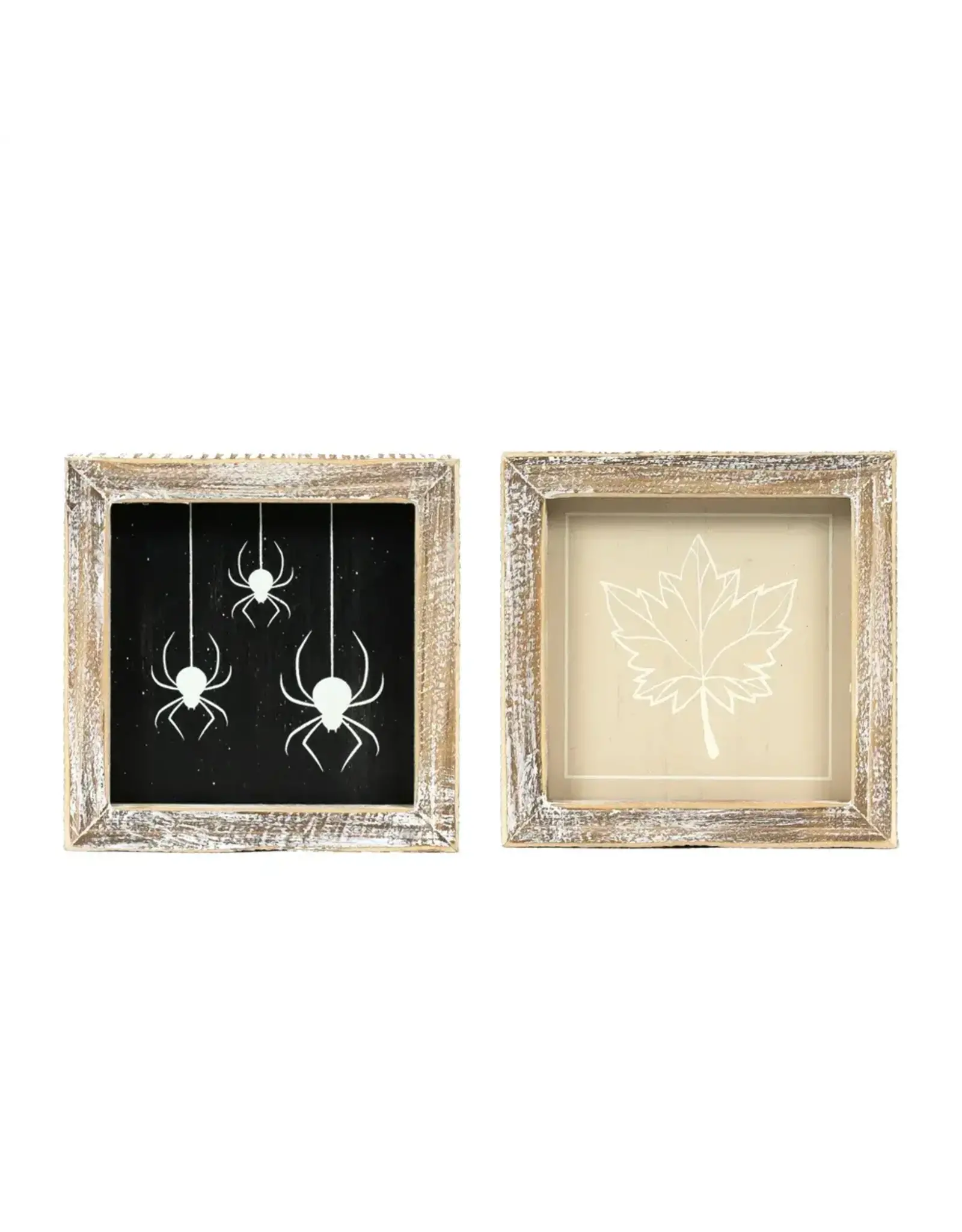 5 x 5 x 1.5" Reversible Wood Frame Sign Spider-Leaf 50503
