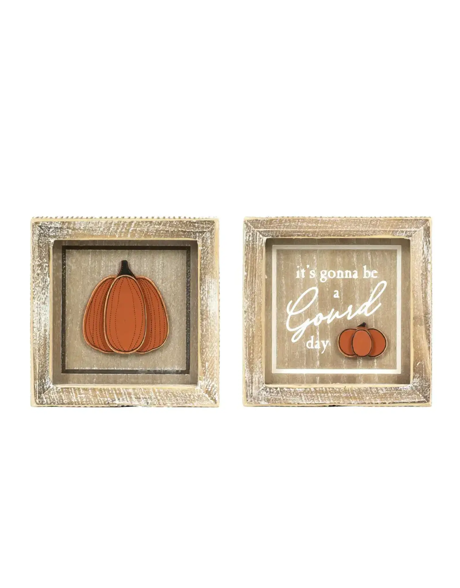 5 x 5 x 1.5" Reversible Wood Frame Sign Pumpkin Color  55289