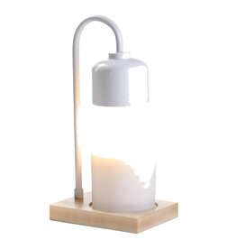 Wht and Wood Arched Candle Waremer Lamp ALWHW