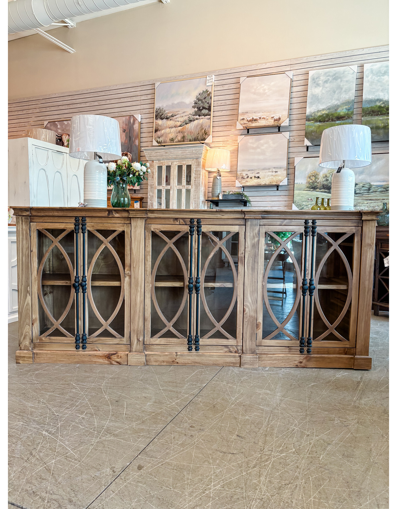 Com 38 6 Dr Glass Front Cabinet 99x18x43