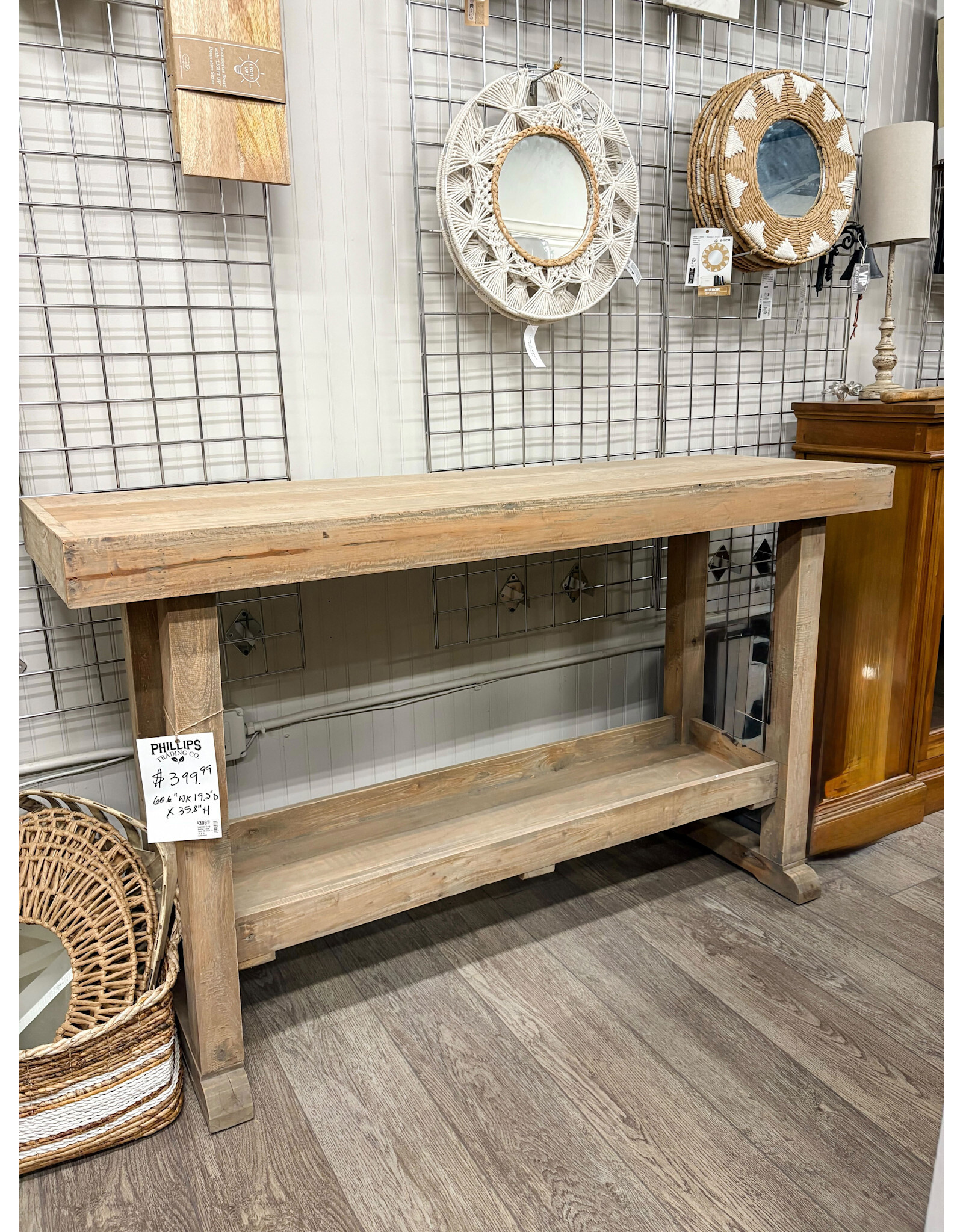 TAB2288 Early Settler Table 1shlf 60.6x19.2x35.8"H