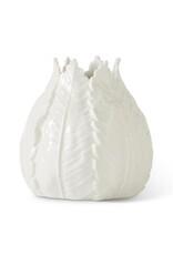 6 Inch White  Ceramic Leaf Vase 16320B