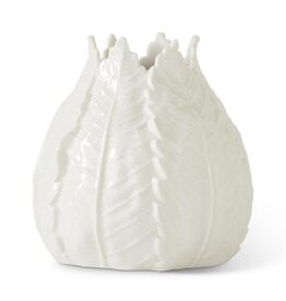 6 Inch White  Ceramic Leaf Vase 16320B