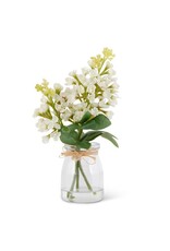 9.25 Inch White Lilac Premade in Glass Vase 17260A-WH