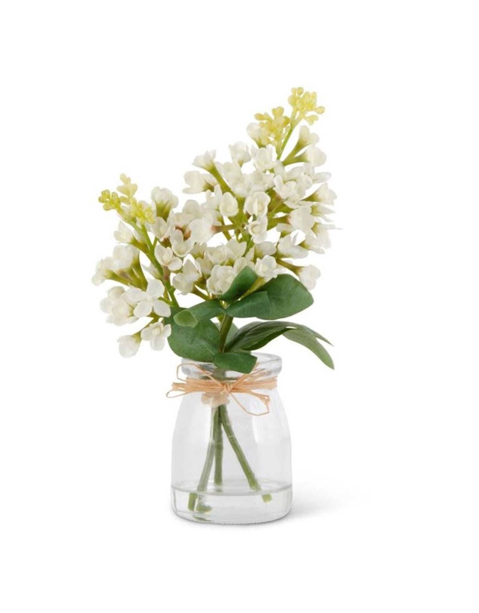 9.25 Inch White Lilac Premade in Glass Vase 17260A-WH