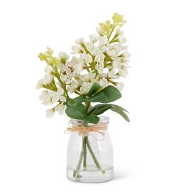 9.25 Inch White Lilac Premade in Glass Vase 17260A-WH