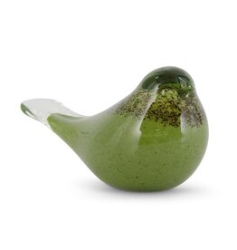 5.5 Inch Green & Brown Speckled Glass Bird 17312B-GR