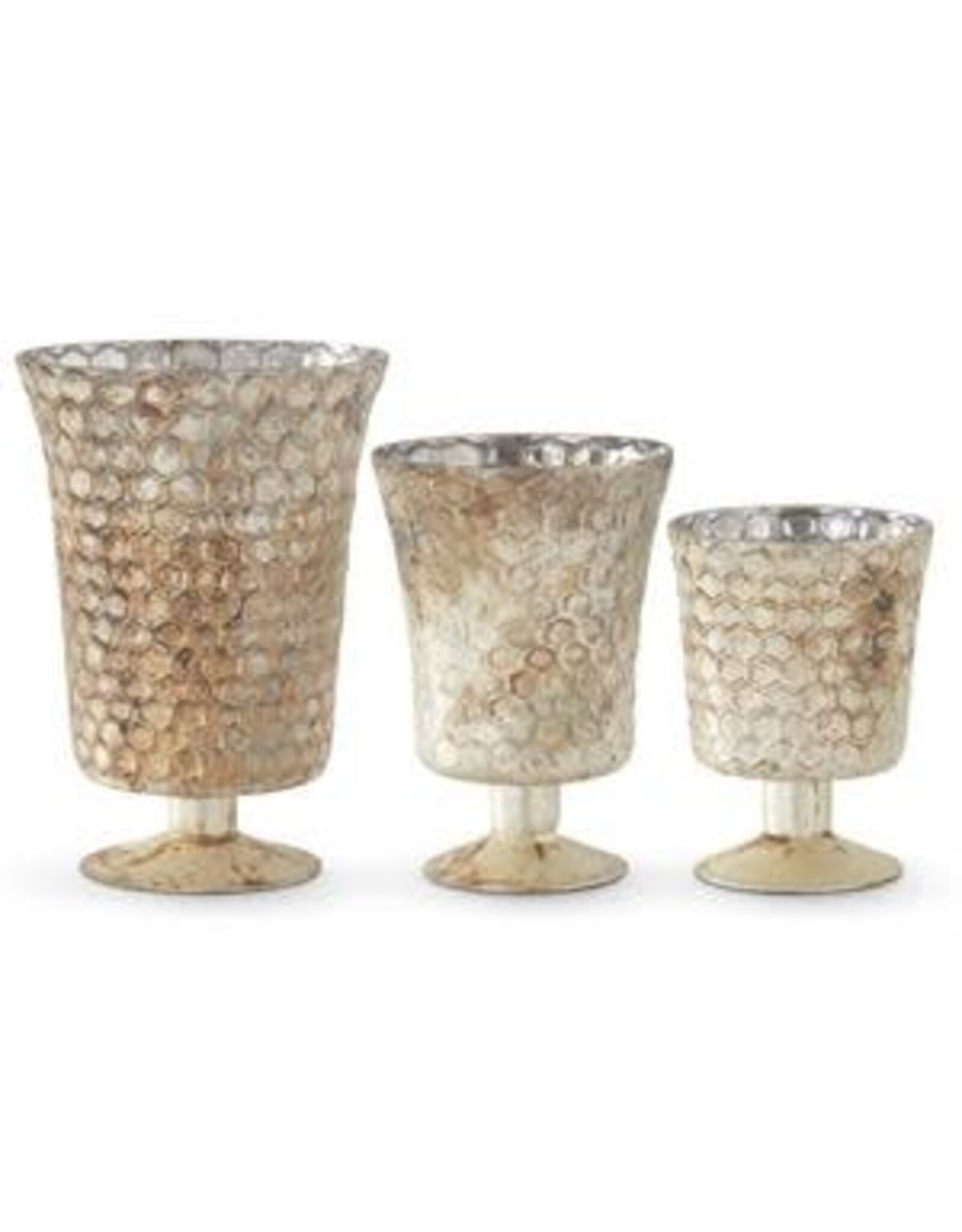 Honeycomb  Mercury Glass Fluted Vase 17664A