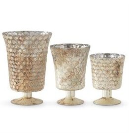 Honeycomb  Mercury Glass Fluted Vase 17664A