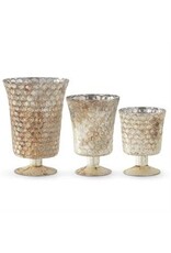 Honeycomb  Mercury Glass Fluted Vase 17664A