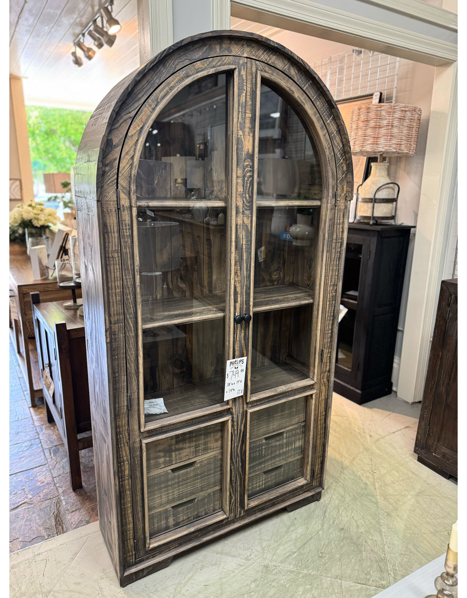 VIT 95 Julia Curved 6 drw Hutch 38 × 14 × 74 in