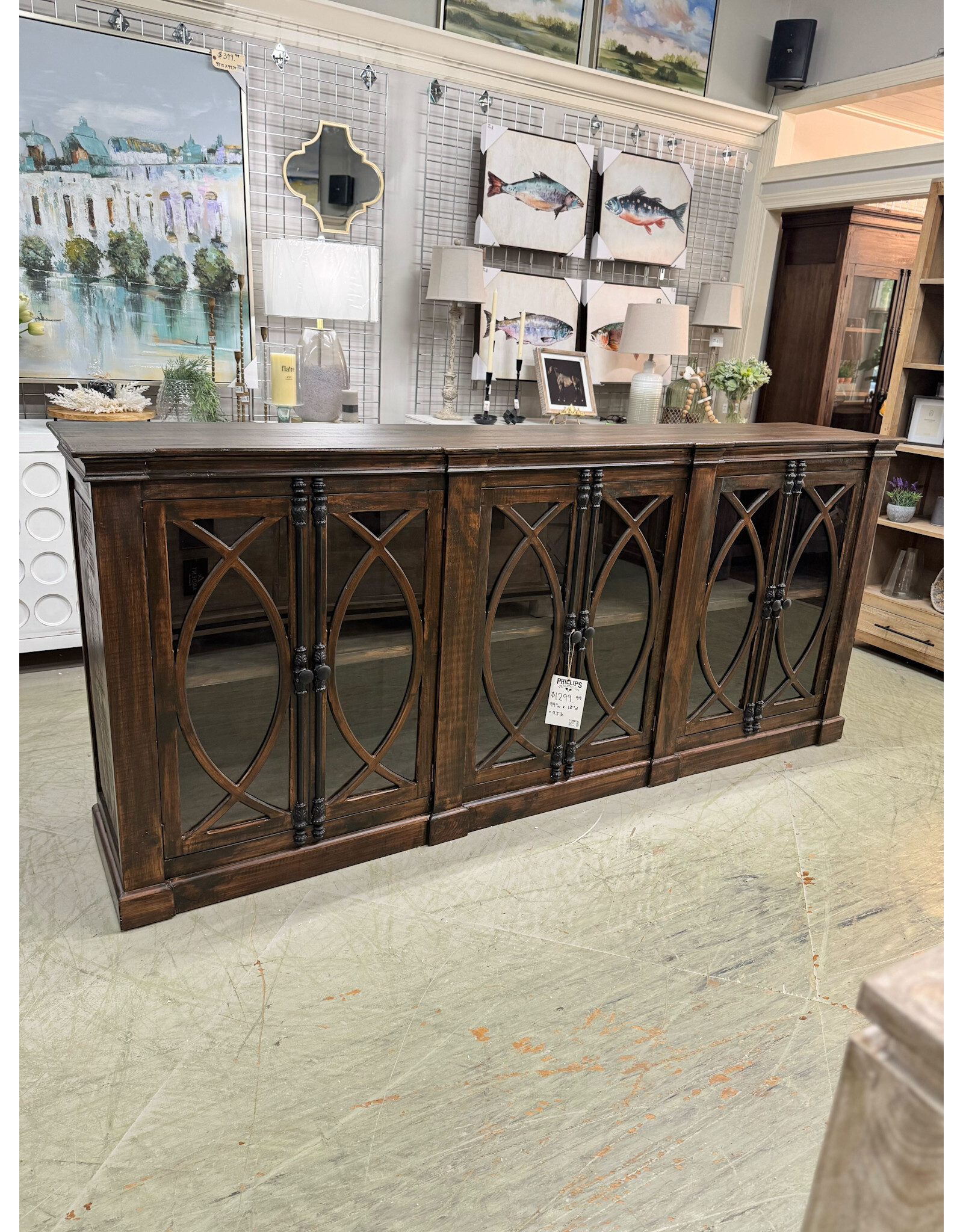 Com 38 6 Dr Glass Front Cabinet 99x18x43