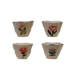 6 oz Stoneware Cup/Bowl with Flower DG0108A