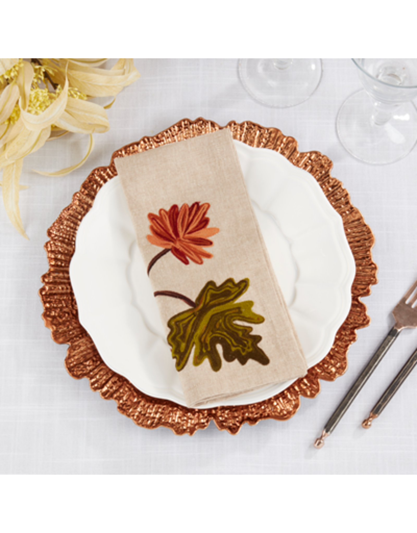 Embroidered Fall Leaf Napkin