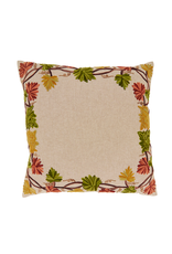Embroidered Fall Leaf Pillow - Down Filled