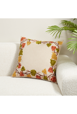 Embroidered Fall Leaf Pillow - Down Filled