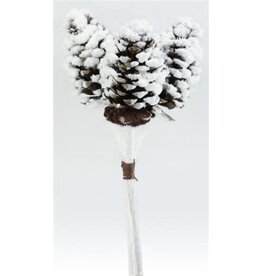 12"L SNOWY PINECONE PICK X3