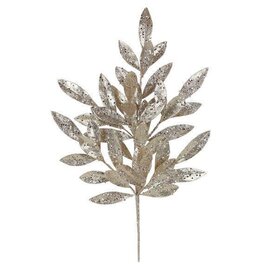 23"L GLITTER BAY LEAF SPRAY