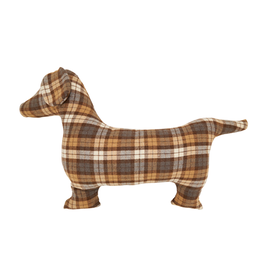 Plaid Dachshund Pillow - Poly Filled