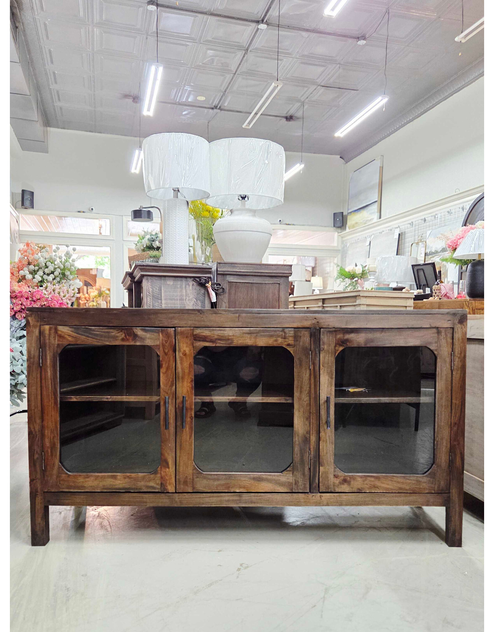 CAB593-SO Urban Glz Sdboard 3GD Bar Handls Wd Legs  60.2x20.1x33.8"H