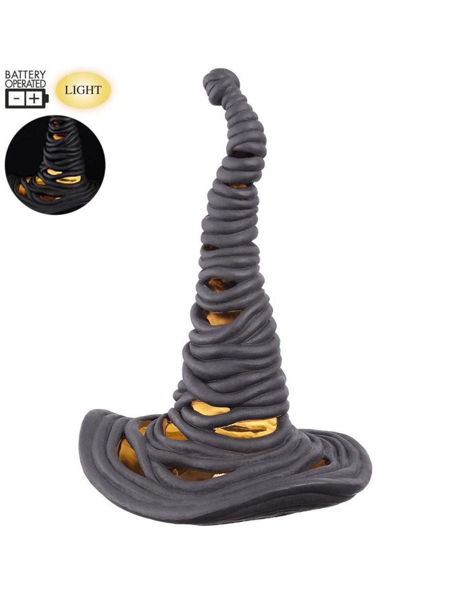 17" Battery Operated Witch's Hat With Light Black AFZ512-BK