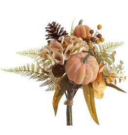 12.5" Hydrangea/Pumpkin/Pine Cone Bouquet VBP292-FA