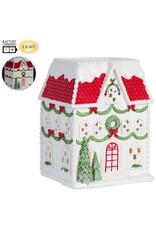 12" Battery Operated Christmas House With Light  XAT629-RE/GR