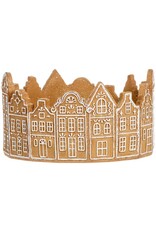 5.5"Hx10.5"D Gingerbread House Bowl Brn/Wht XAT648-BR-wh