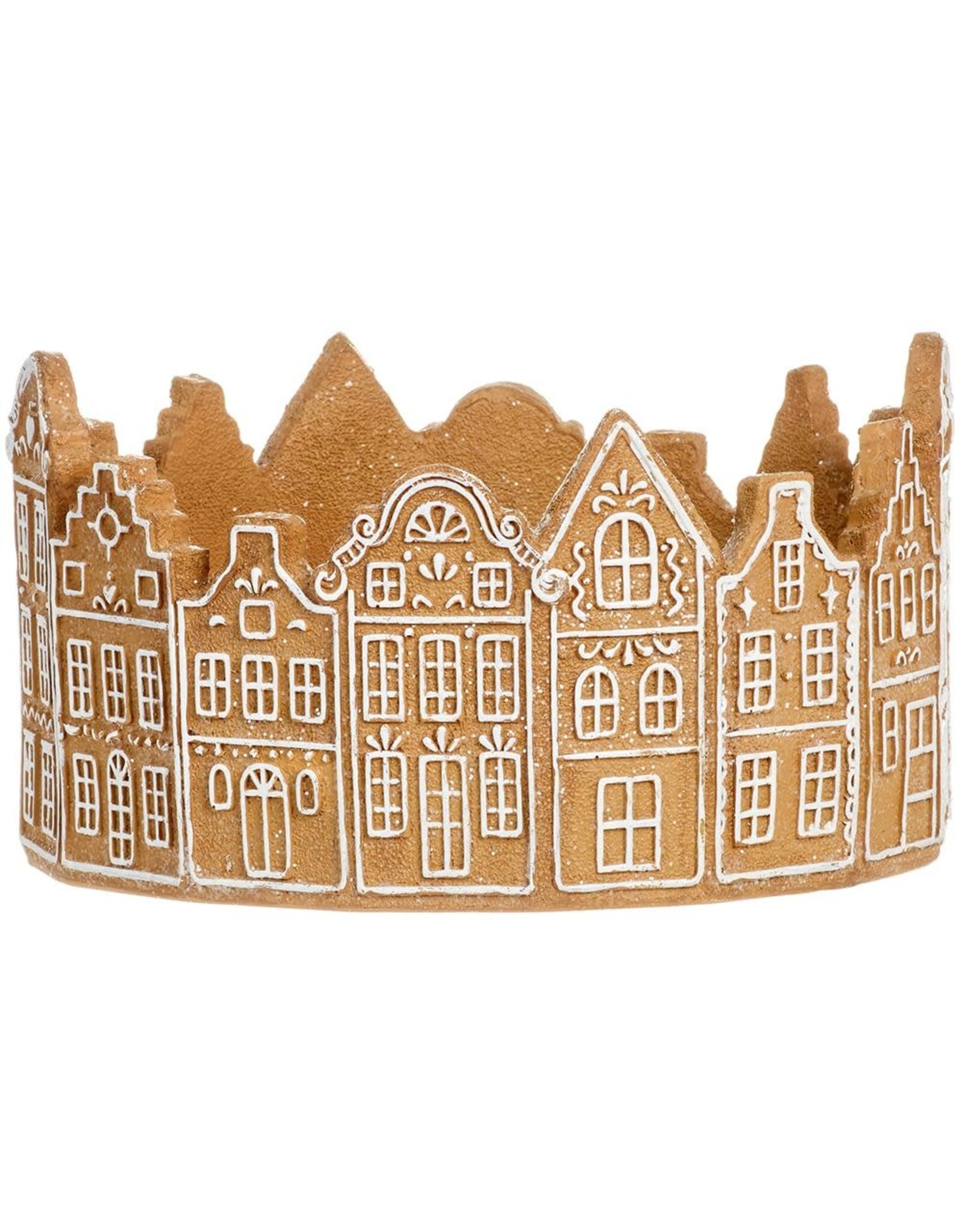 5.5"Hx10.5"D Gingerbread House Bowl Brn/Wht XAT648-BR-wh