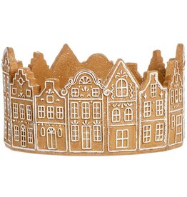 5.5"Hx10.5"D Gingerbread House Bowl Brn/Wht XAT648-BR-wh