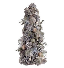 16" Glittered Pine Cone/Ball/Pine Topiary Champagne XDR049-CN