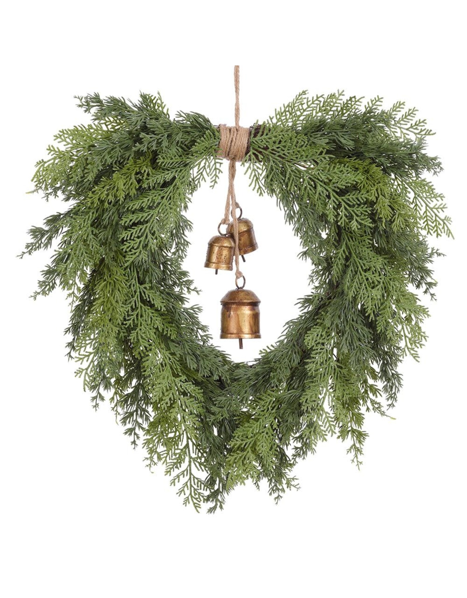 22" Mixed Cypress Wreath With Bells XDW411-GR