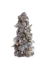 16" Glittered Pine Cone/Ball/Pine Topiary Champagne XDR049-CN