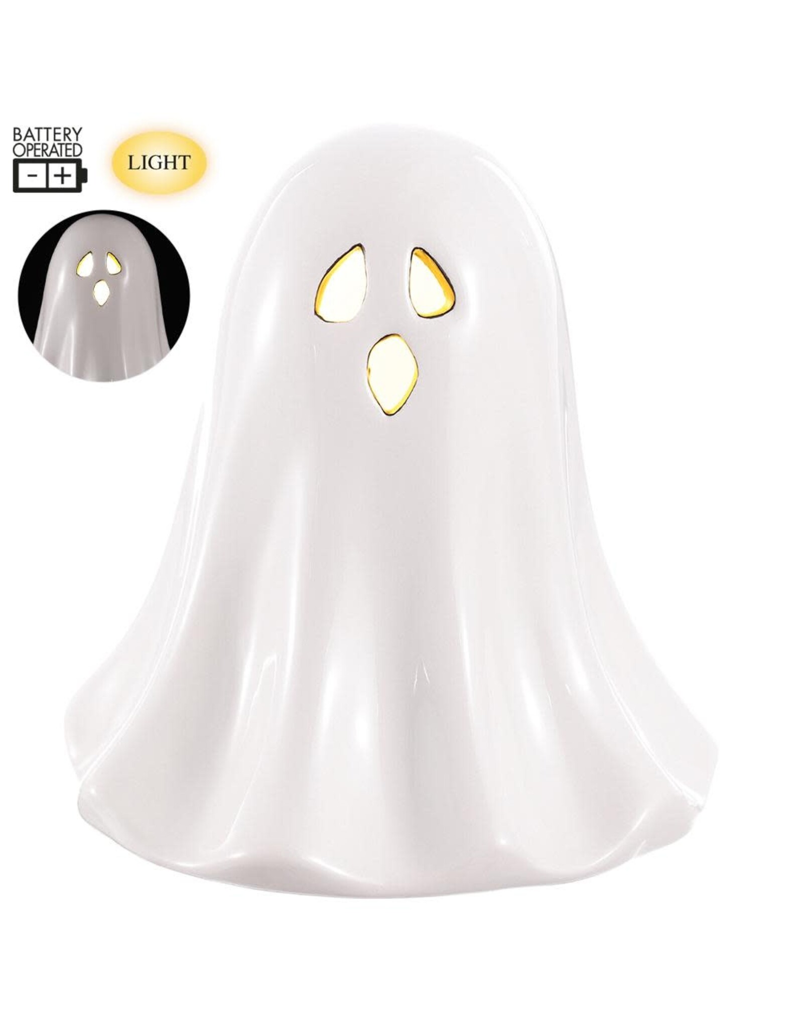 4.5" Battery Operated Ghost With Light White AFZ515-WH