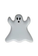 8-1/4"L x 8-1/4"W Stoneware Ghost Plate, Matte White/Black