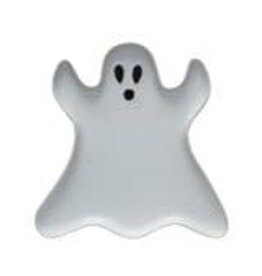 8-1/4"L x 8-1/4"W Stoneware Ghost Plate, Matte White/Black