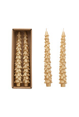 S/2 10"H Unscented Tree Shaped Taper Candles In Box, Gold