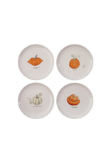 6"Rnd Stoneware Plate w Pumpkin, 4 Asst