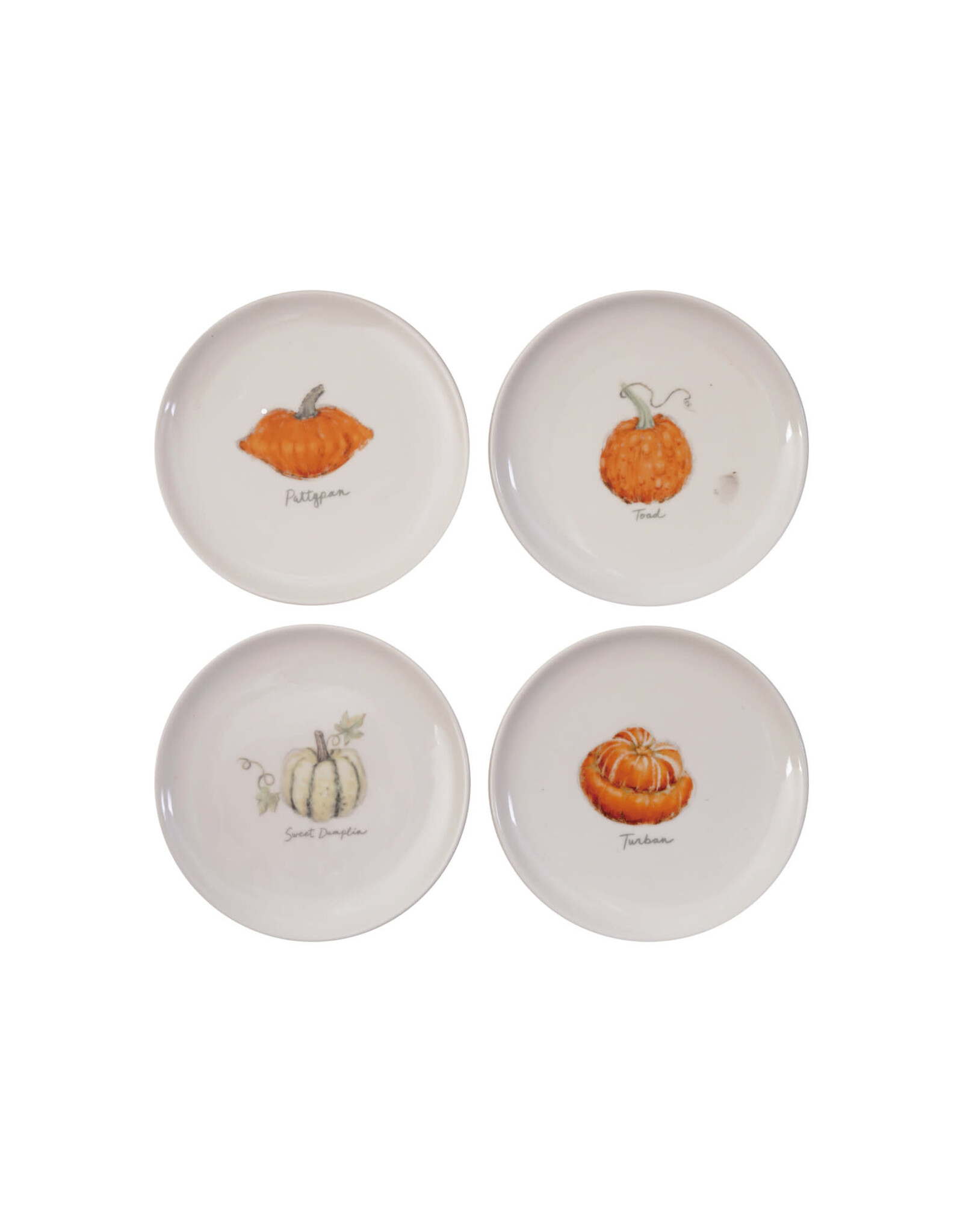 6"Rnd Stoneware Plate w Pumpkin, 4 Asst